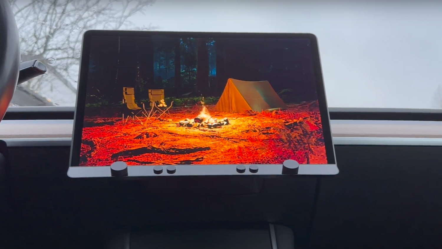 Embracing Autumn with Tesla's Cozy Fireplace Feature